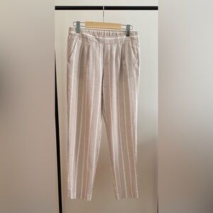 Calvin Klein Linen striped pants straight leg ankle length